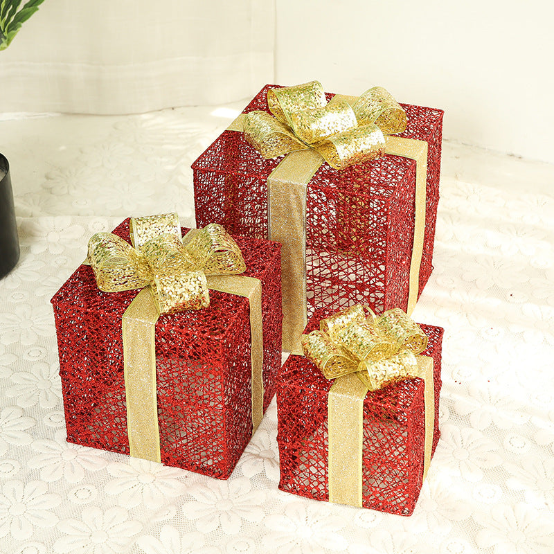 10”-8”-6” Set Of 3 Christmas Decoration Gift Boxes