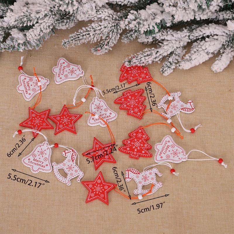Christmas Wooden Pendant Set Of 12 For Xmas Tree