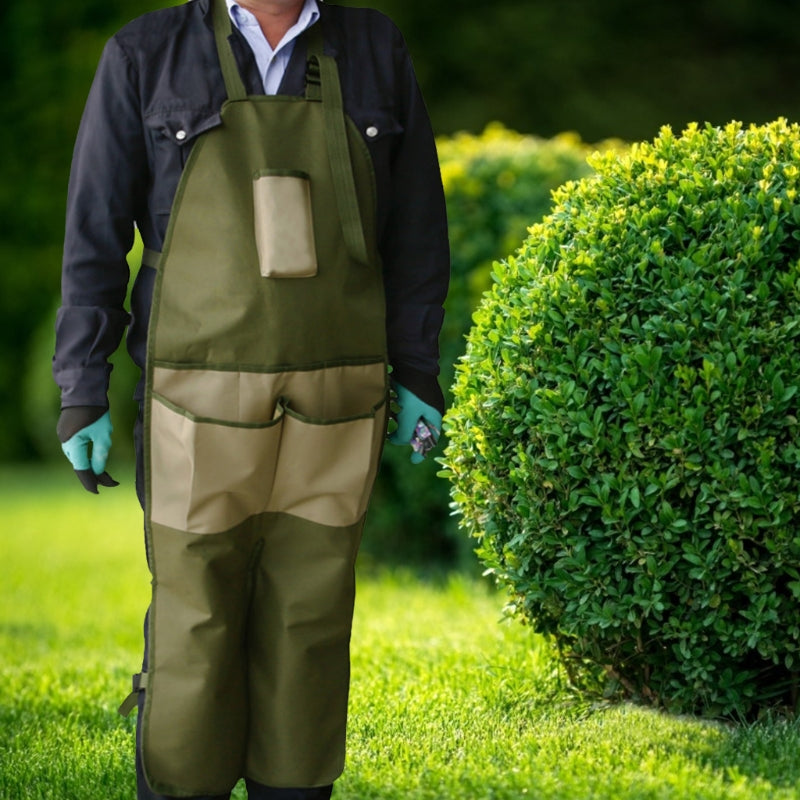 Unisex Oxford Cloth Waterproof Garden Apron Guard With Buckle Multi Pockets Full Coverage
