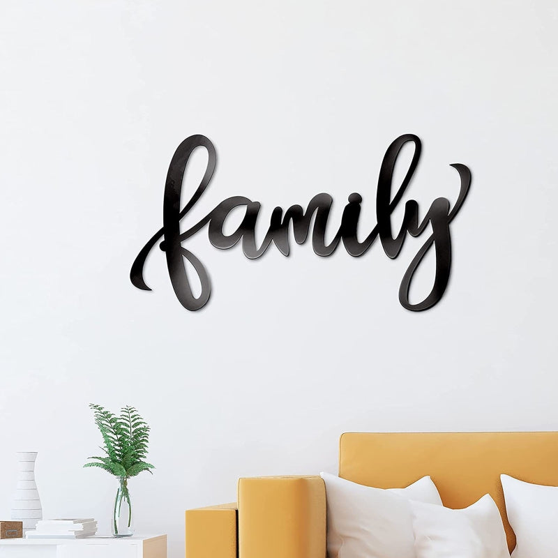 Family Wall Art Decor Metal Hanging Ornament Crafts 3D Word Cutout Design