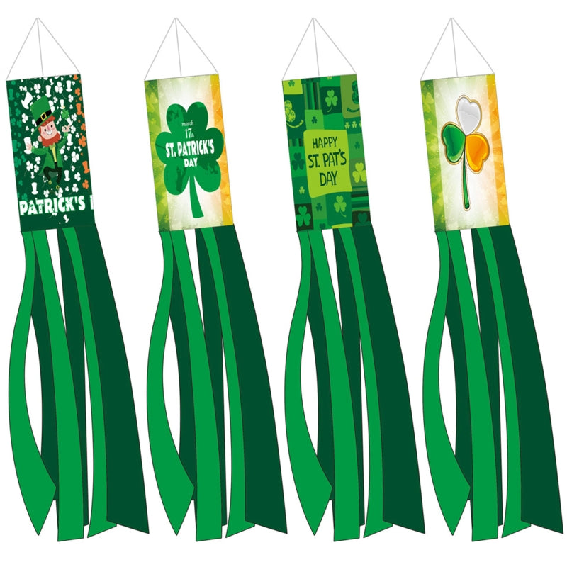 Saint Patrick's Day Windsock Hair Dryer Flag Outdoor Garden Yard Banners Decor