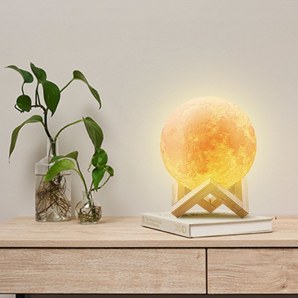 16 Color 3D Printed Moon Night Light With Remote & Touch Control