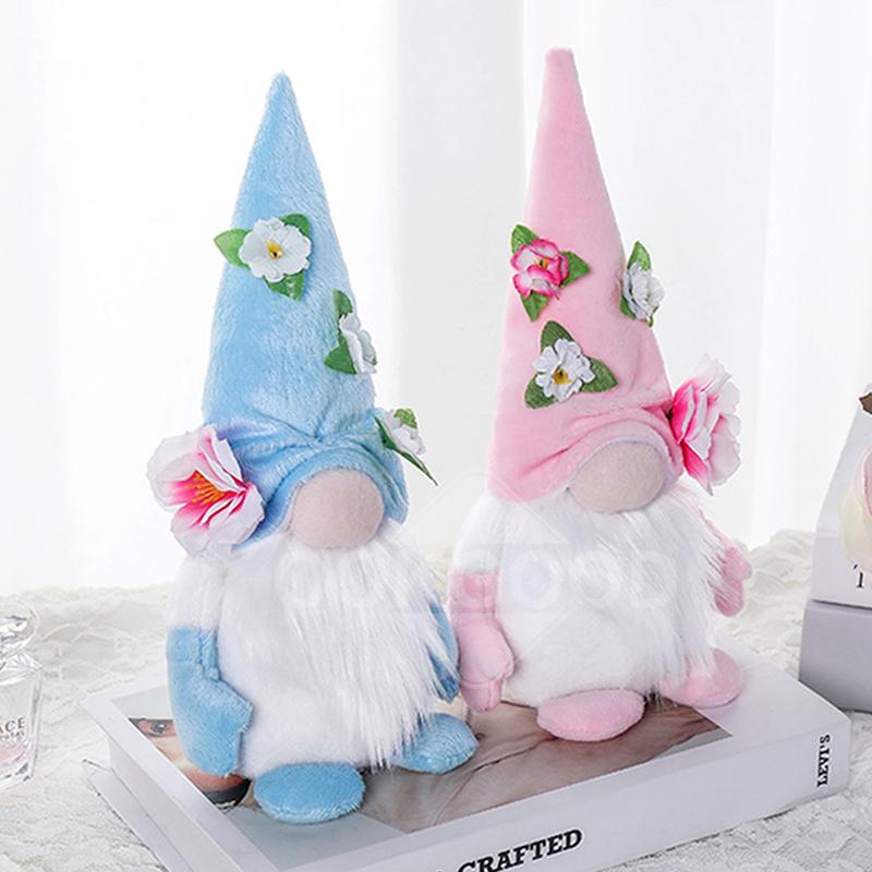 Plush Gnome Doll With Handmade Cherry Blossoms For Spring Gift