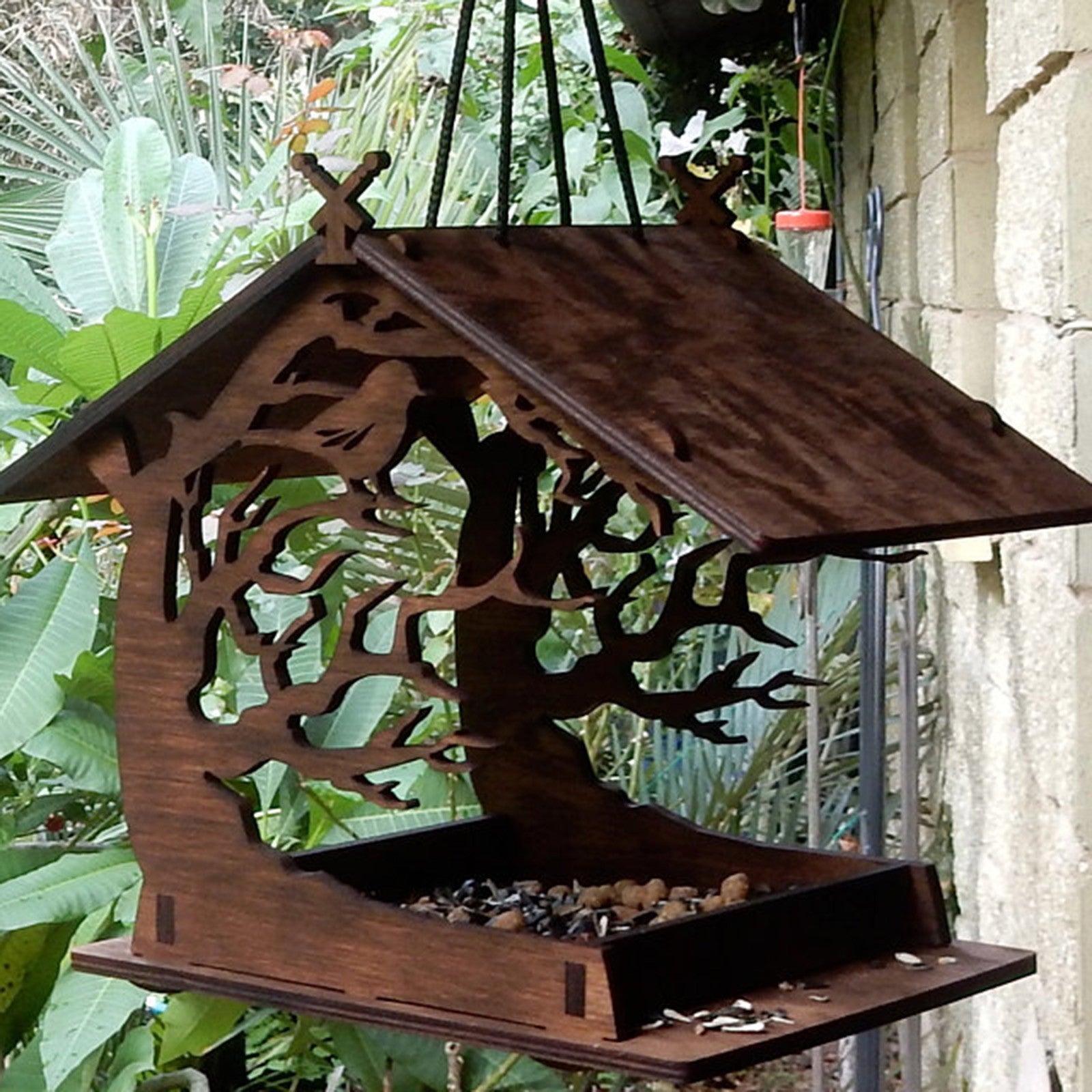 DIY Wooden Bird Feeder House For Garden Decoration