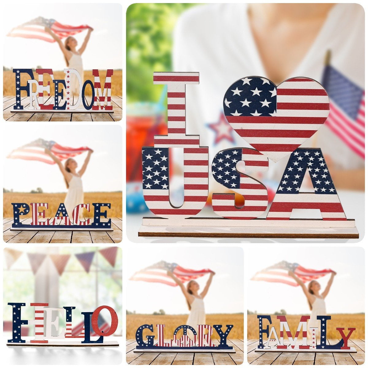 American Independence Day Wooden Ornament For Holiday Decoration