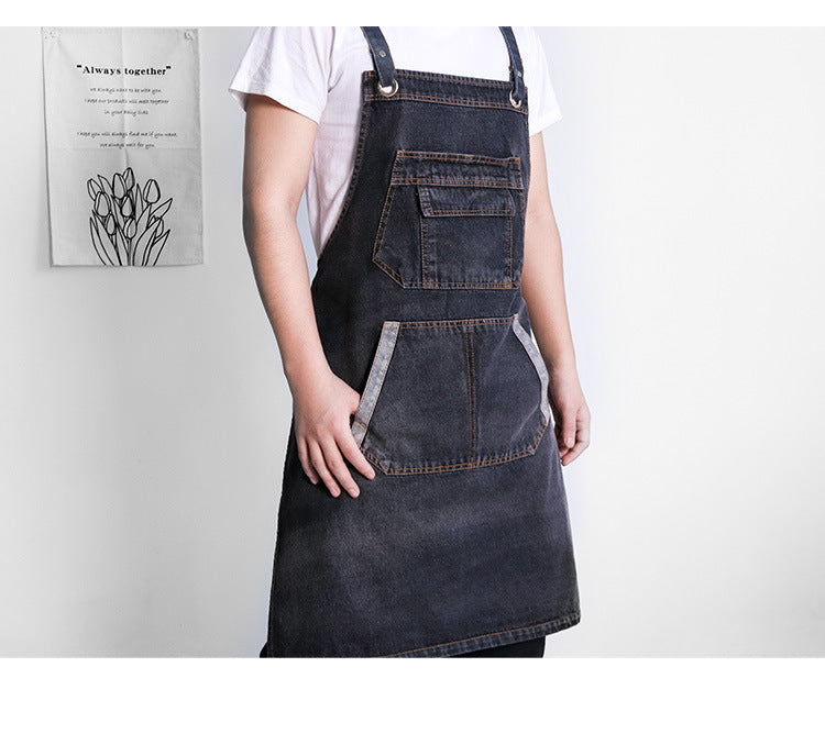 Machine washable demin apron for kitchen/coffee shop/baking Women and Man
