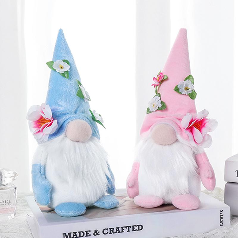 Plush Gnome Doll With Handmade Cherry Blossoms For Spring Gift