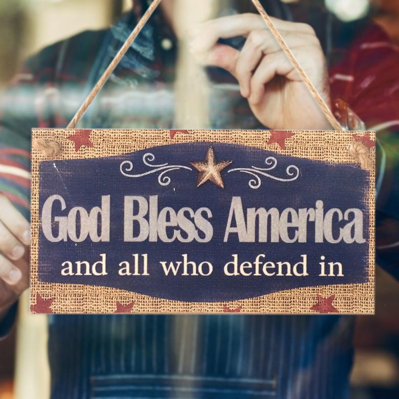 (Buy 4 Get 2 Free)Wooden Plaque Sign Adornment For Independence Day Decoration