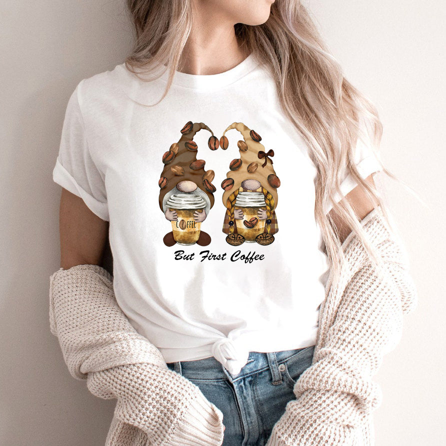 Coffee Gnome Couple - Spring Summer Unisex T-shirt