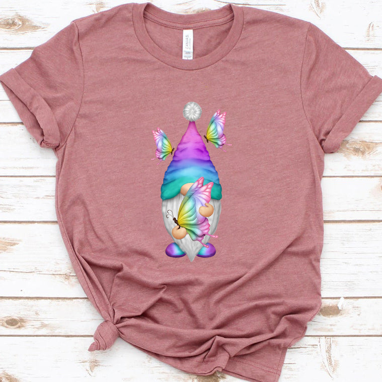 Personalized Custom Flower Gnome Themed Spring Summer Unisex T-shirt