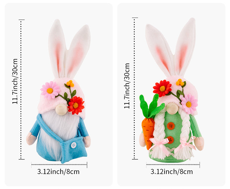 Easter flower hat cute bunny holding turnip gnomes