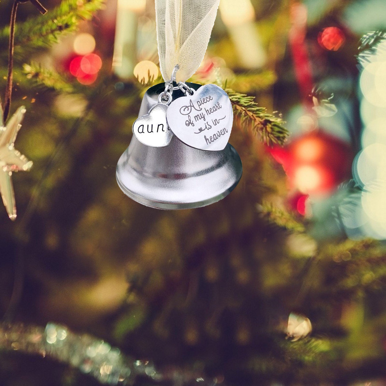 Christmas Memorial Bell Pendant - A Piece Of My Heart Is In Heaven