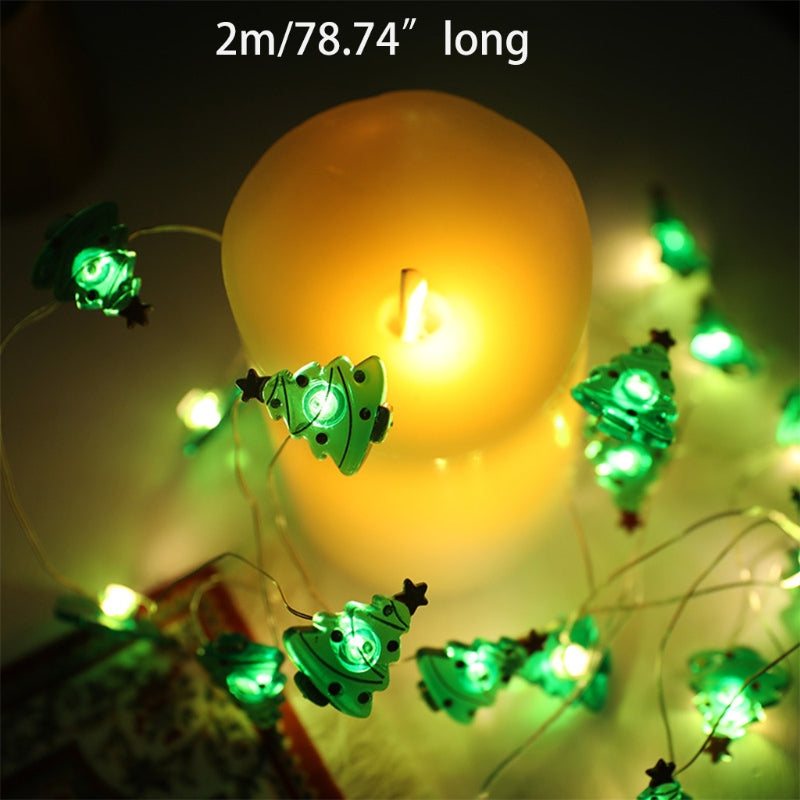 78.74in LED String Light Fawn Santa Claus Xmas Tree Lamp For Christmas Decor
