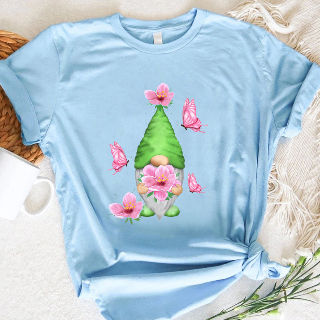 Personalized Custom Flower Gnome Themed Spring Summer Unisex T-shirt