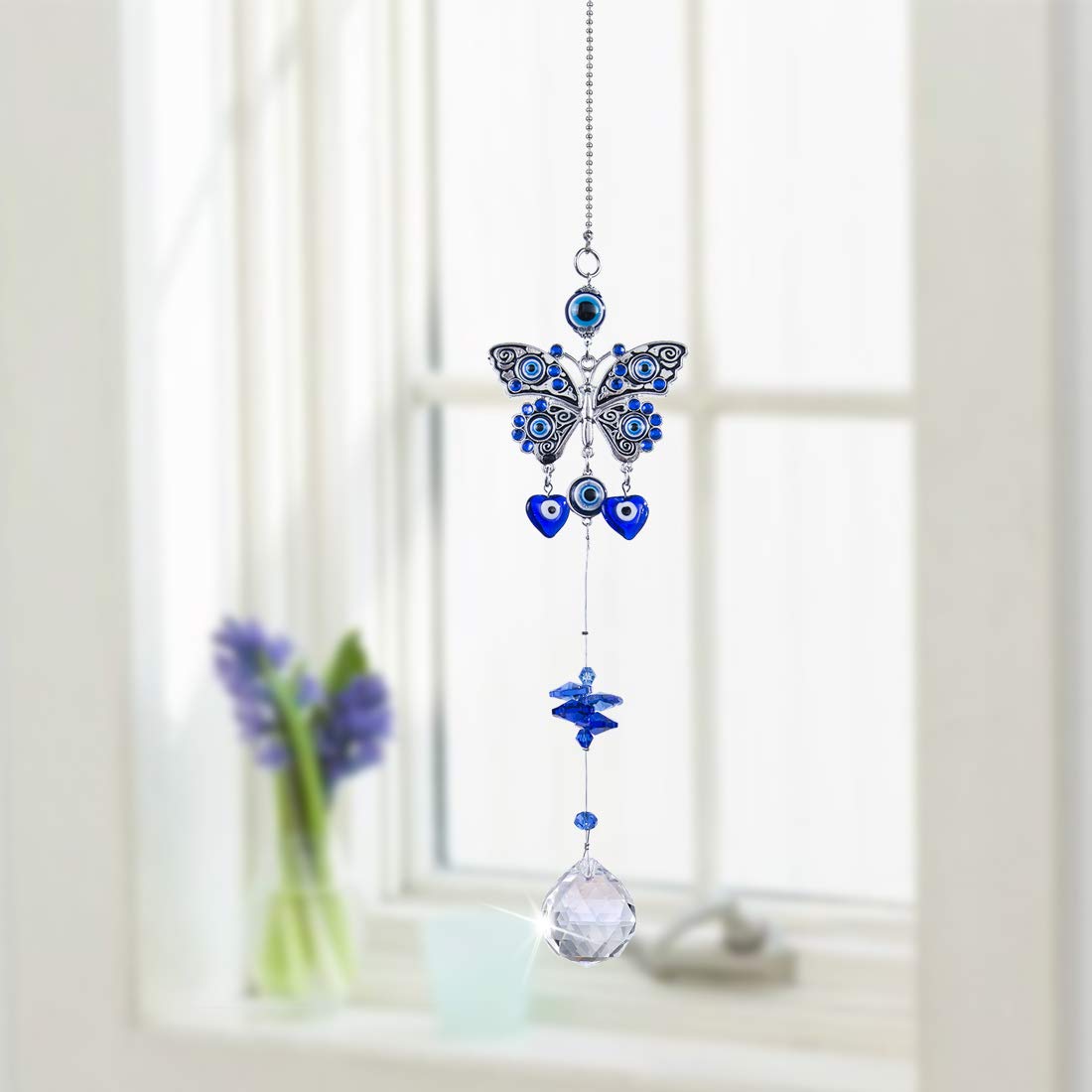 Handmade Lucky Eye Blue Butterfly Suncatcher For Home Decoration