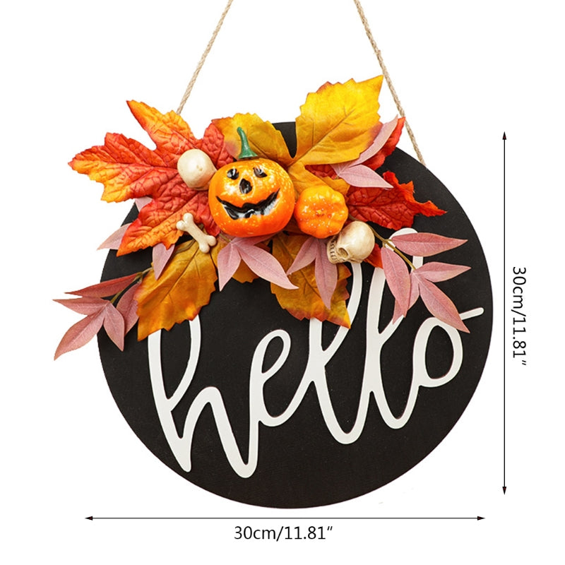 Rustic Halloween Pumpkin Sign Wooden Hanging Plaque Thanksgiving Door Hanger
