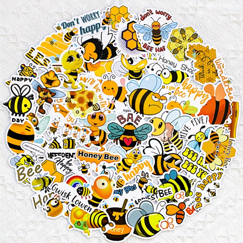 50Pcs/Pack Creative Bee Stickers Graffiti Decals Decorations