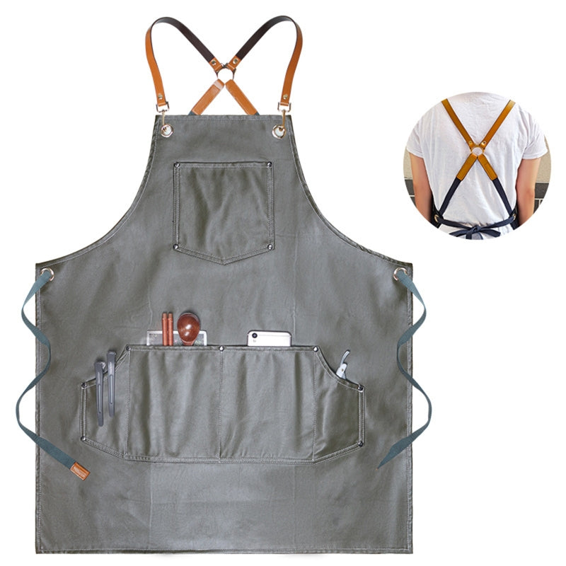 Leather Waterproof Apron With Adjustable Straps