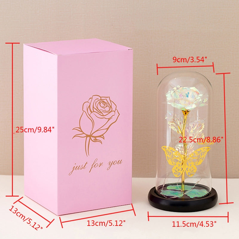 Forever Flower Gold Foil Rose And Butterfly With LED Light To Mother/Wife/Girlfriend