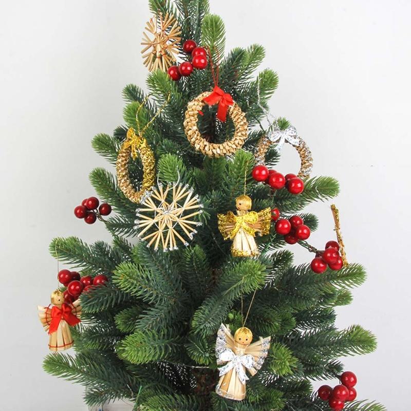 8Pcs Christmas Tree Hanging Ornament Angel Wreath Snowflake Pendants