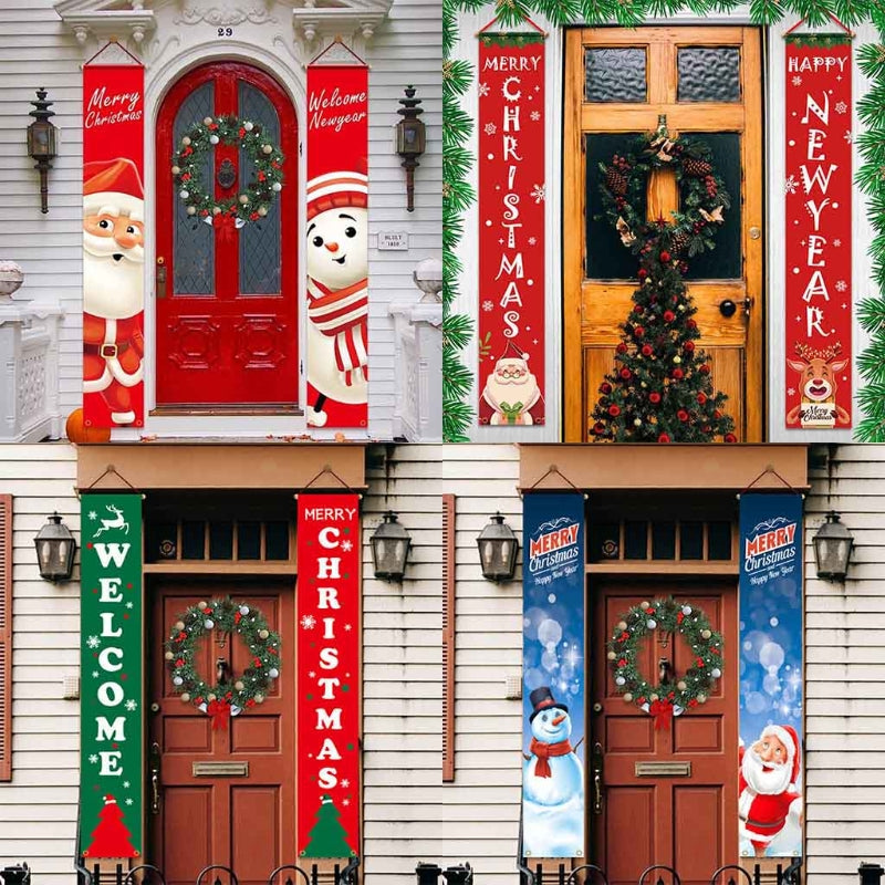 Christmas Door Curtain For Xmas Party Home Outdoor Decoration Couplet