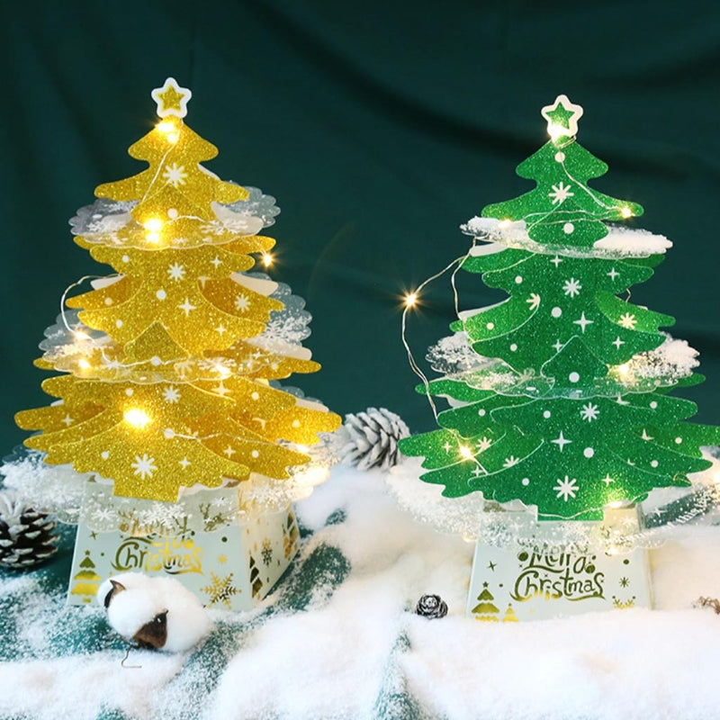 Tabletop 3D Christmas Tree With LED String Lights DIY Xmas Decoration