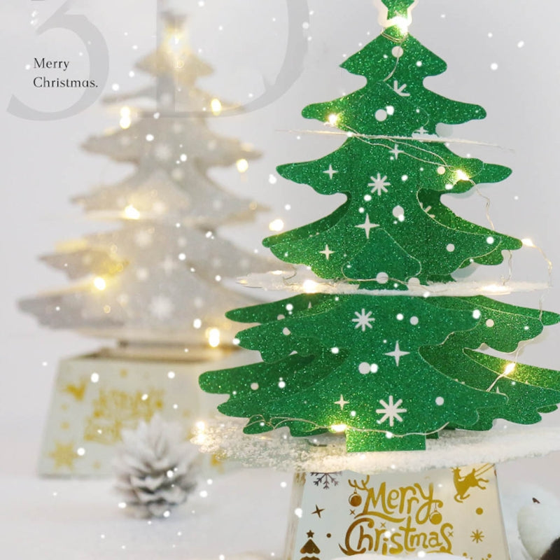 Tabletop 3D Christmas Tree With LED String Lights DIY Xmas Decoration