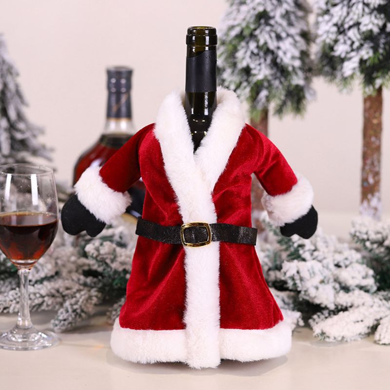 Red Wine Bottle Cover Christmas Clothes Skirt Decoration