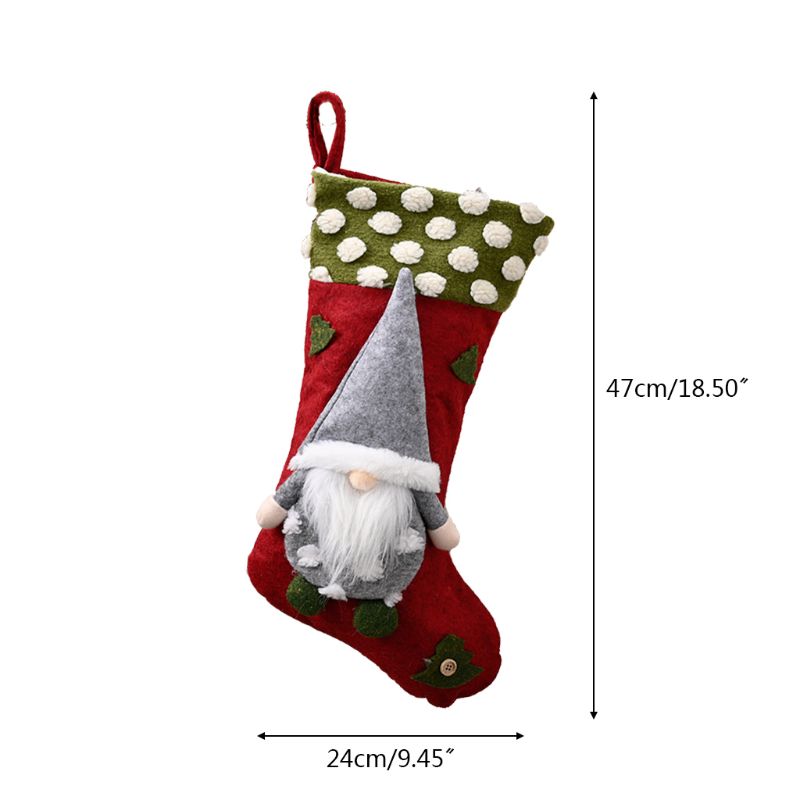 18.5 Inch Large Christmas Stockings With 3D Santa Gnomes