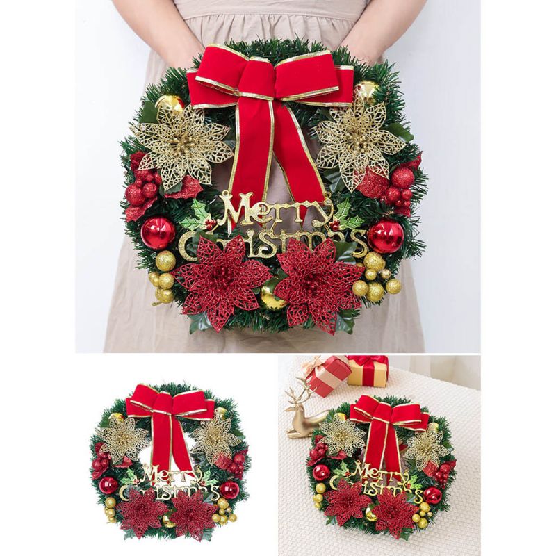 15.75in Christmas Wreath Hanging Front Door Wall Tree Ornament