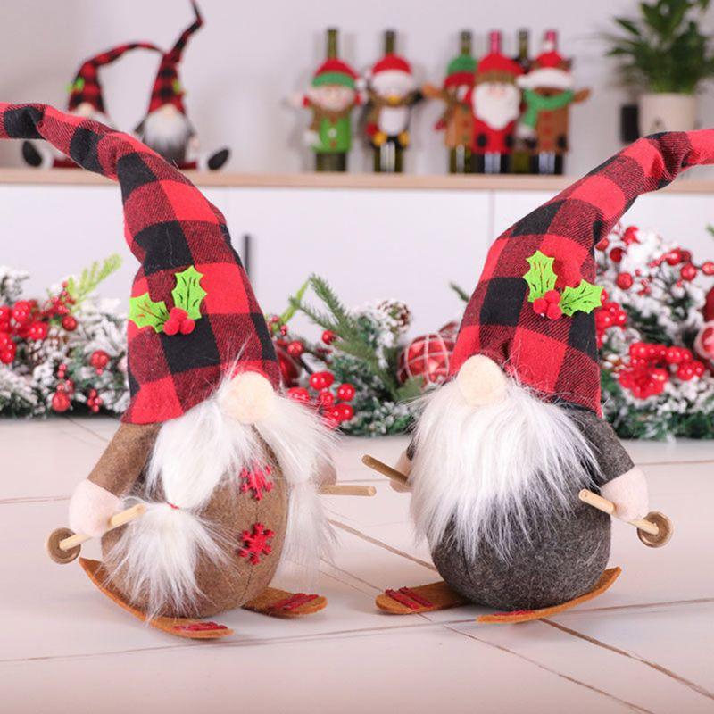 Handmade Skiing Gnome Dolls Couple For Holiday Gift And Decoration