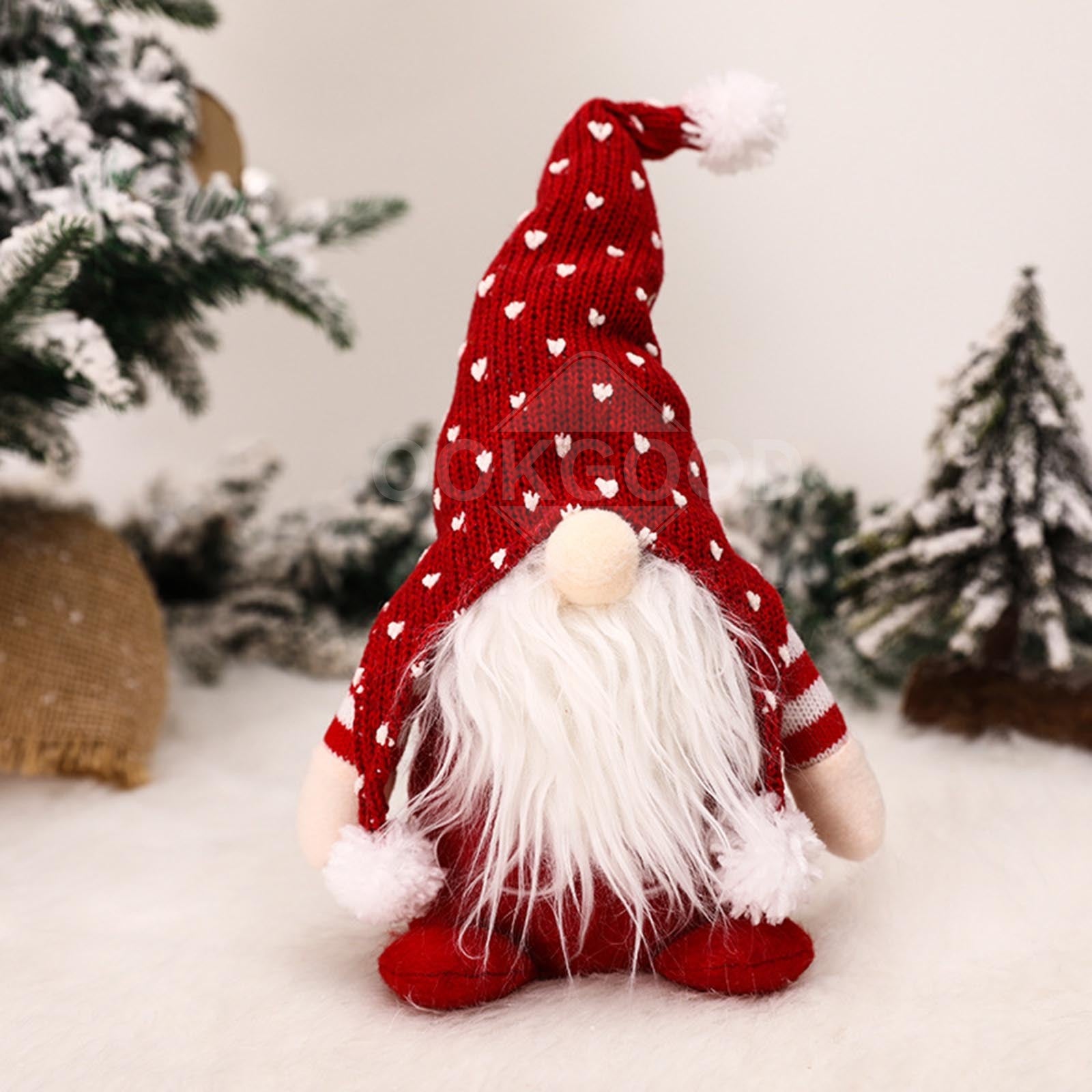 Handmade Plush Gnome With Knitted Hat For Holiday Gift