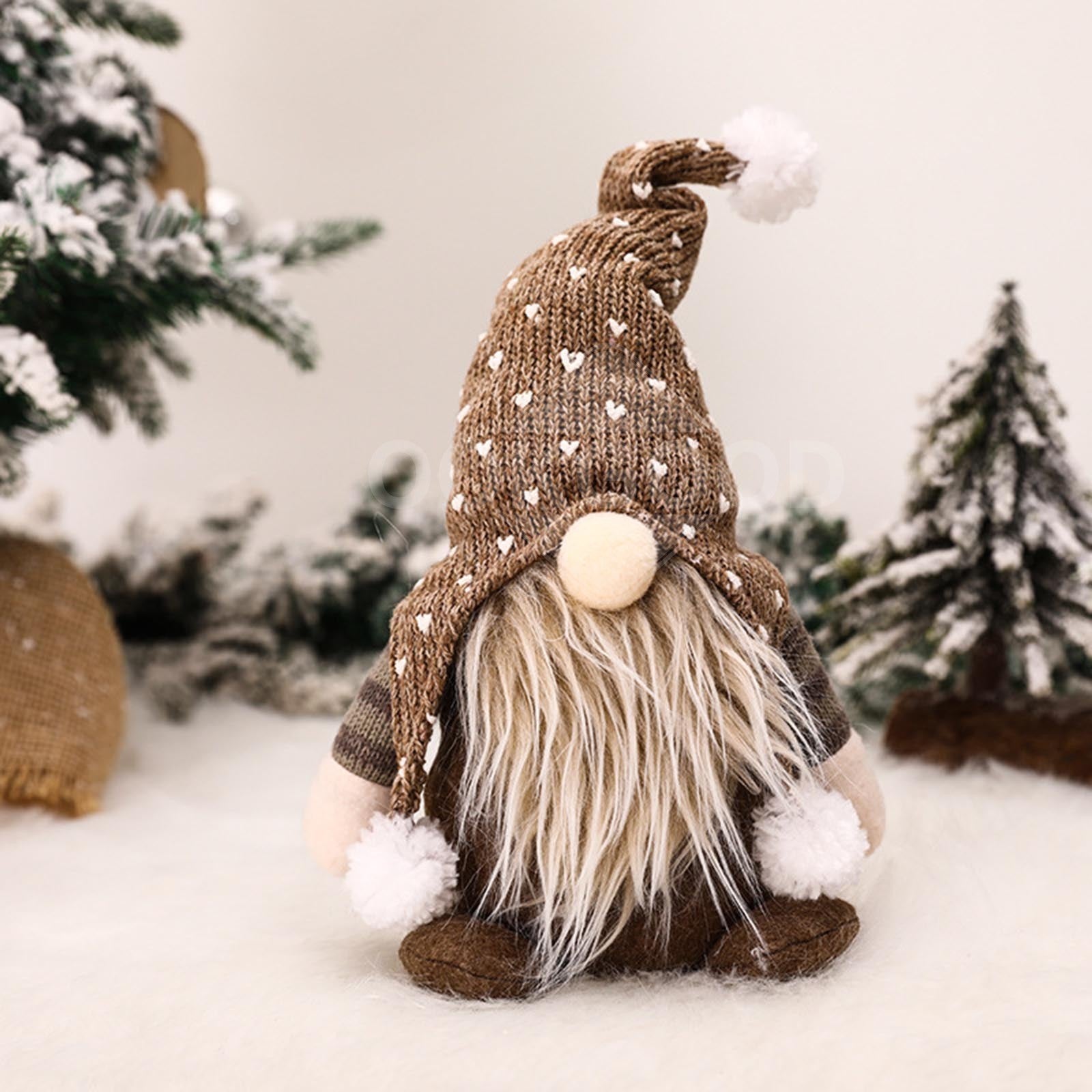 Handmade Plush Gnome With Knitted Hat For Holiday Gift