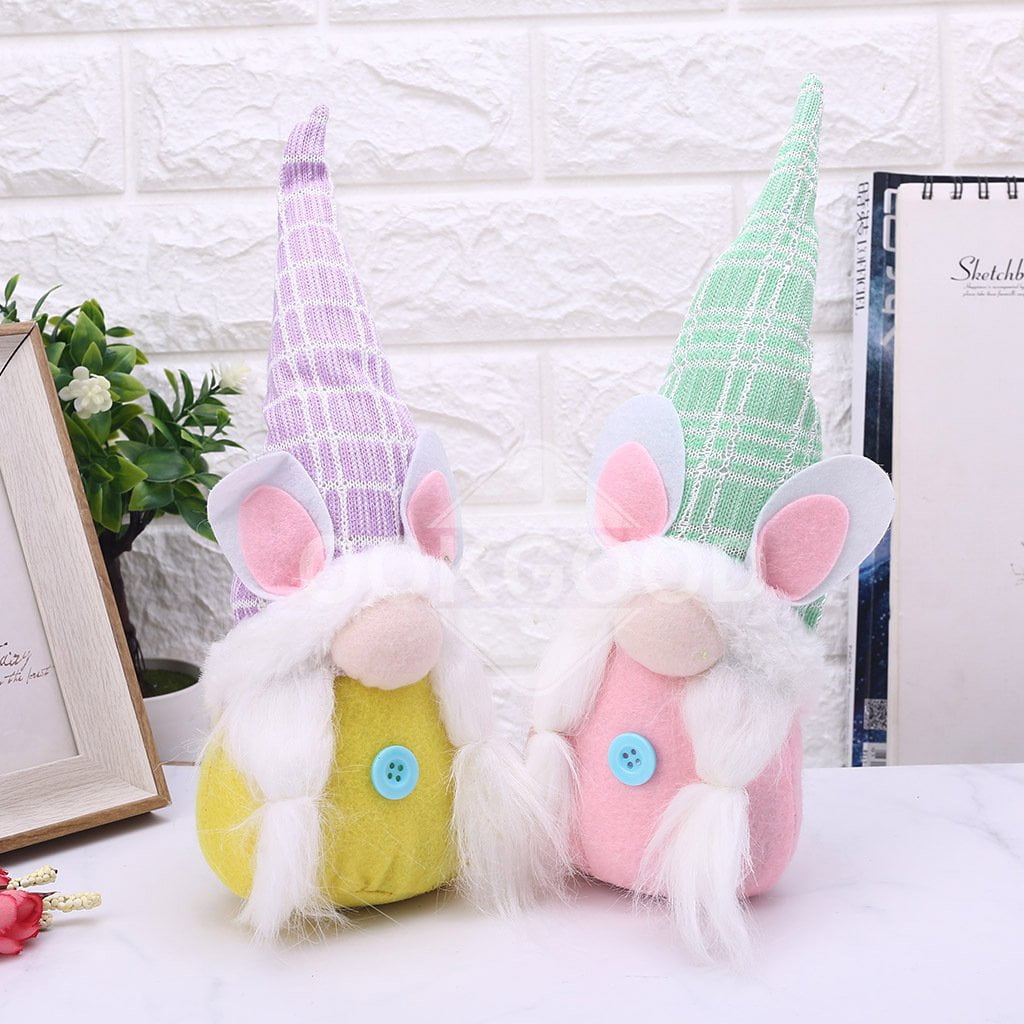 Plush Bunny Gnome Doll With Colorful Hat For Easter Gift