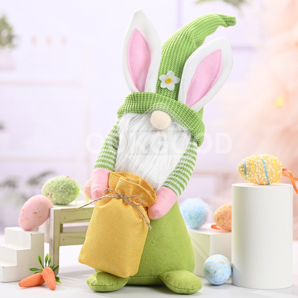 Plush Bunny Gnome With Gift Bag For Easter Gift And Decoration