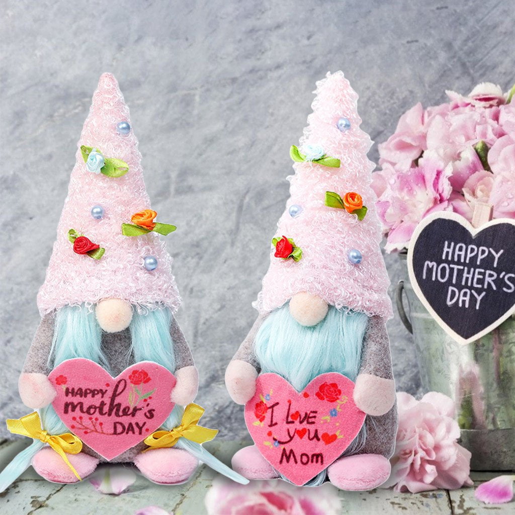 Handmade Mother's Day Gnome Plush - 2-Pack Felt Gnome Decor For Table Or Home (11x7x18cm)