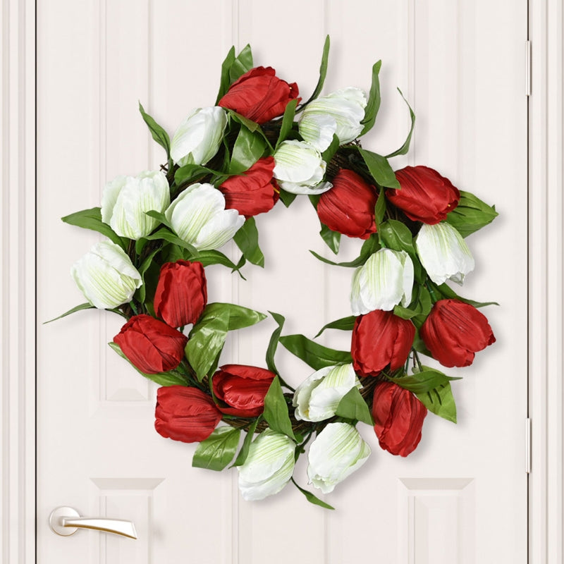 Simulated Tulip Wreath Handmade Garland For Front Door Home Decoration