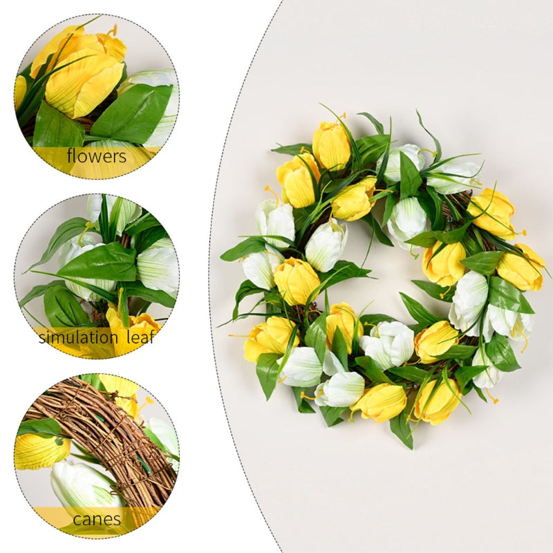 Simulated Tulip Wreath Handmade Garland For Front Door Home Decoration