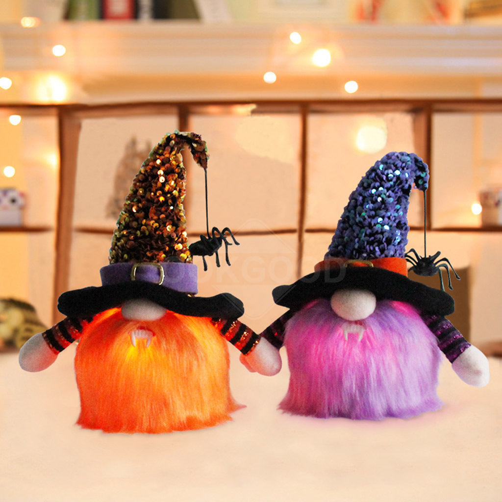 Plush Gnome With Colorful Lights For Halloween Decoration