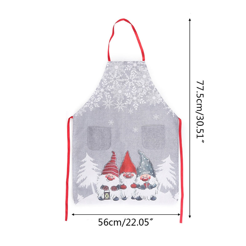 Christmas Gnome Snowflake Print Apron