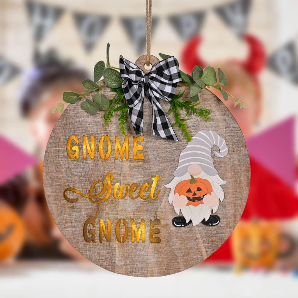 Wooden Gnome Theme Sign With Magnetic Interchangeable Accessories