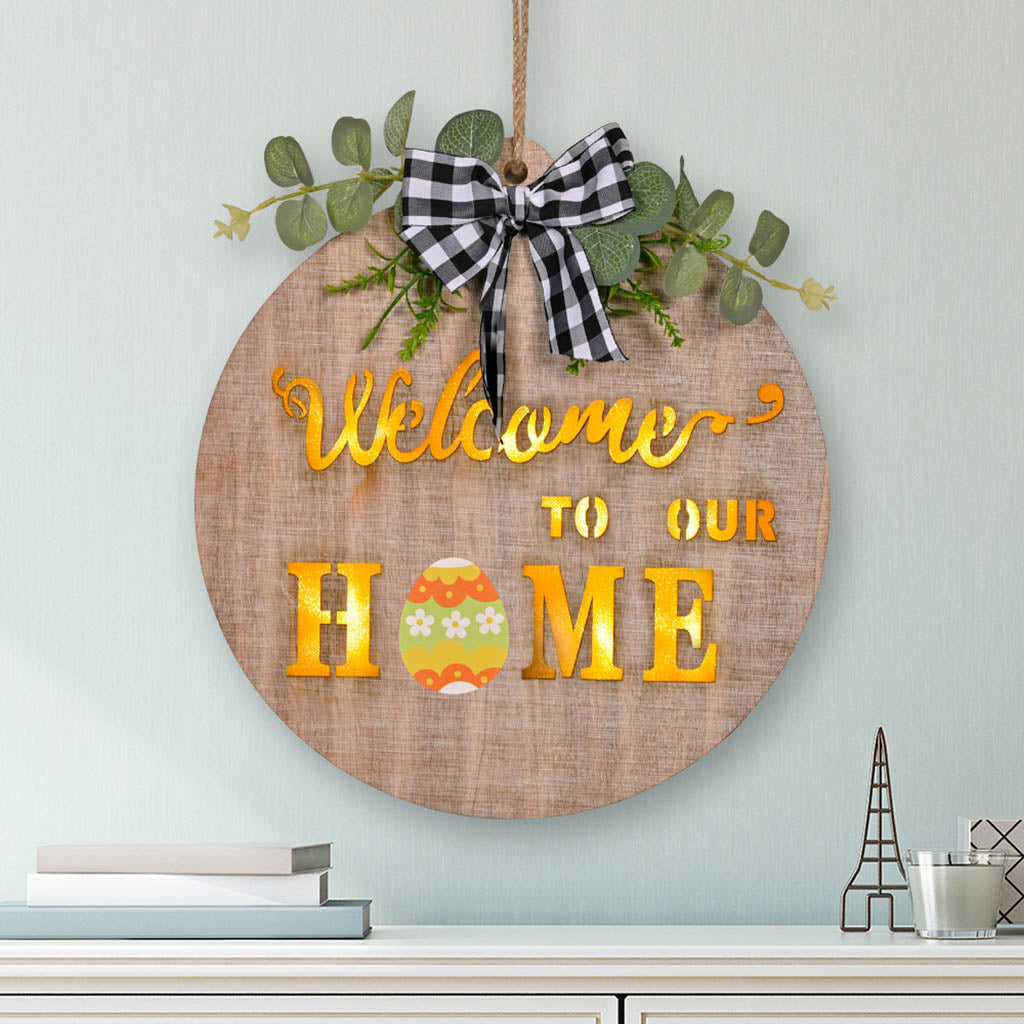 Wooden HOME Sign With Warm Light And Interchangeable Accessories