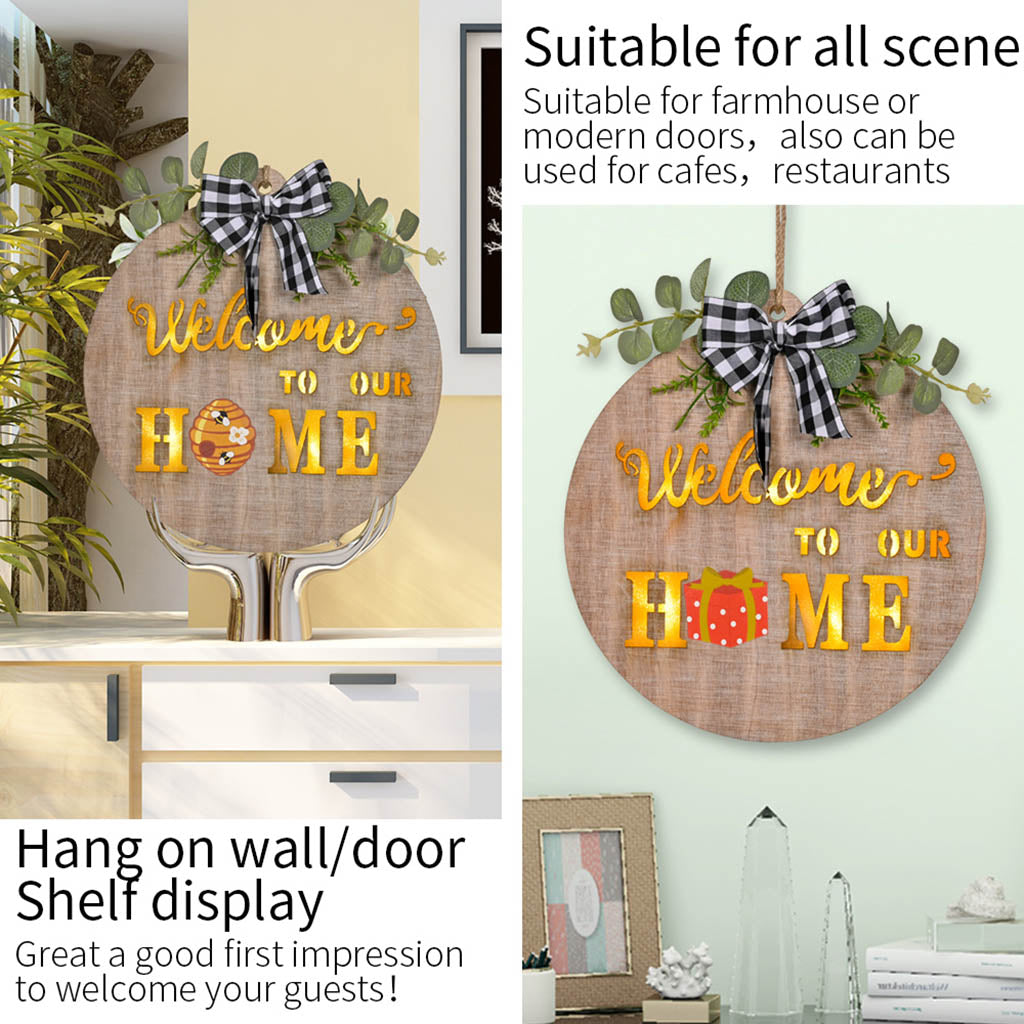 Wooden HOME Sign With Warm Light And Interchangeable Accessories