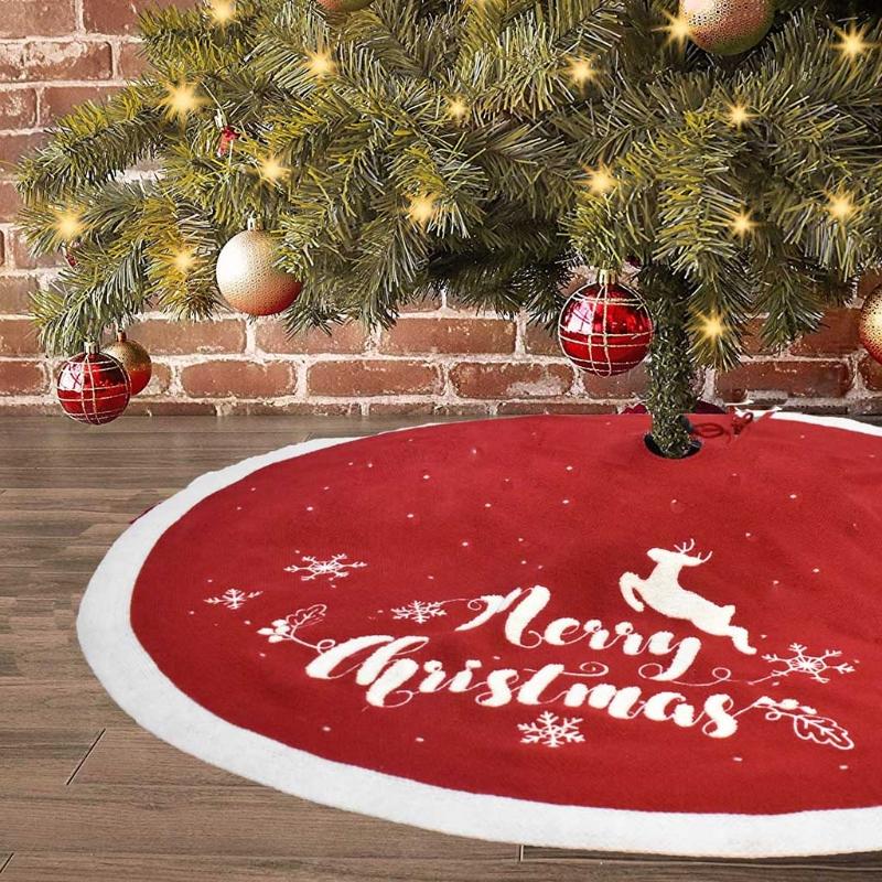 48 Inch Embroidery Snowflake Deer Christmas Tree Collar