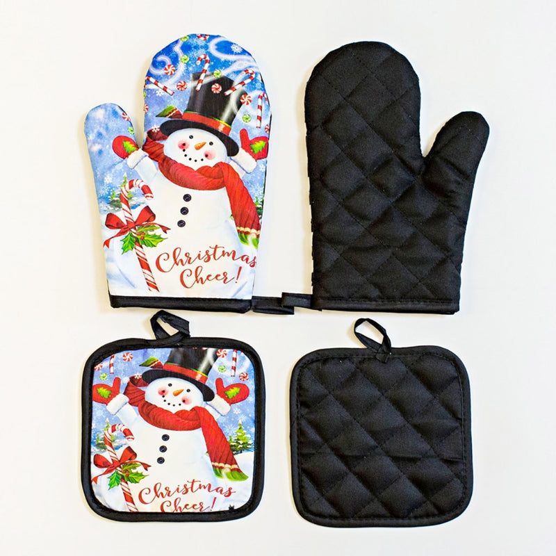 Christmas Polyester Printed Oven Gloves Set