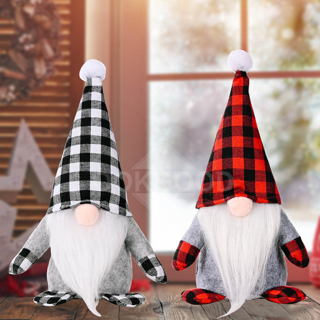 Lovely Gnome Brothers With Checkered Hats And Gloves
