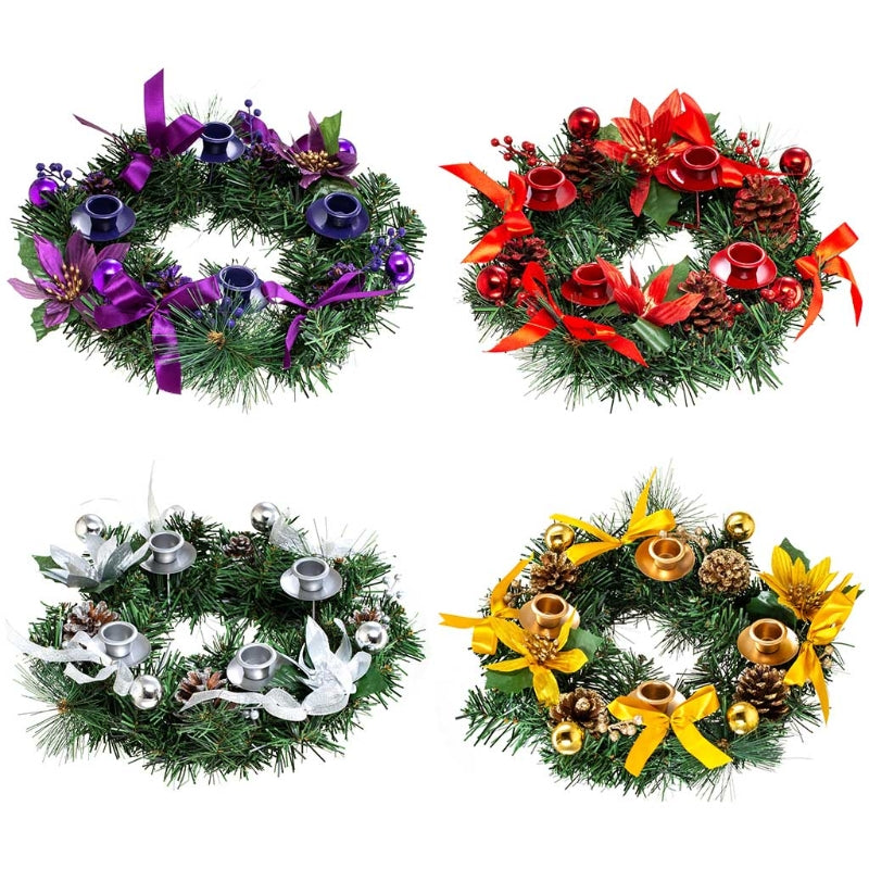Christmas Wreath Candle Holder Home Party Xmas Table Church Dining Room Ornament