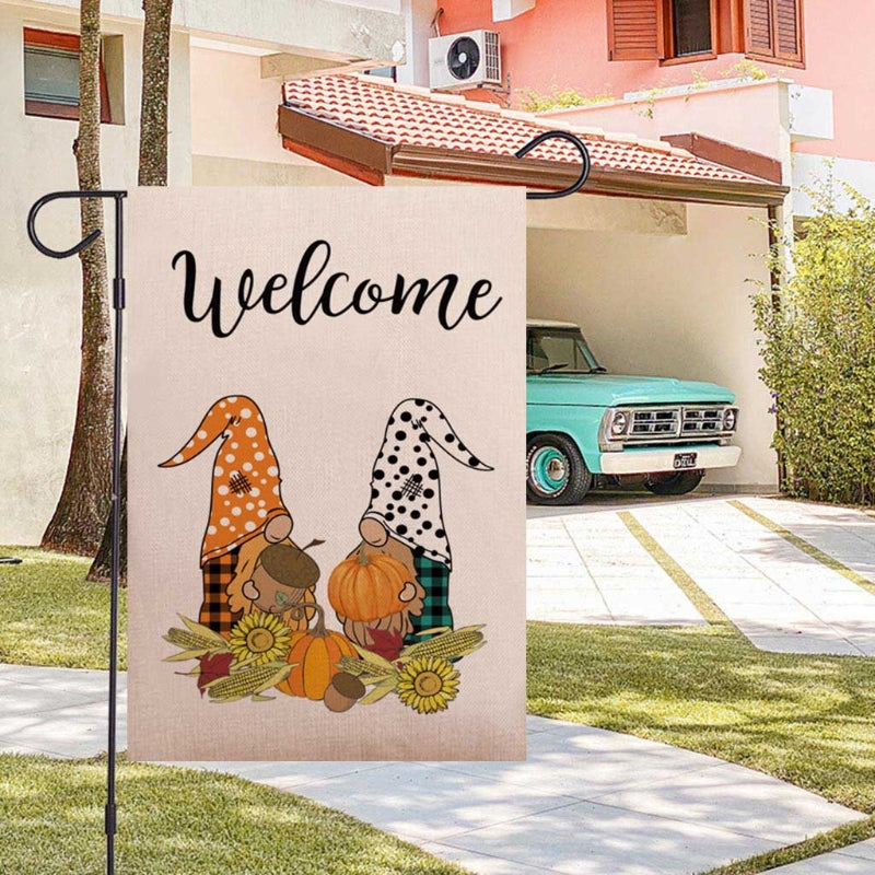 Gnome Themed Fall Garden Flag For Outdoor Decoration