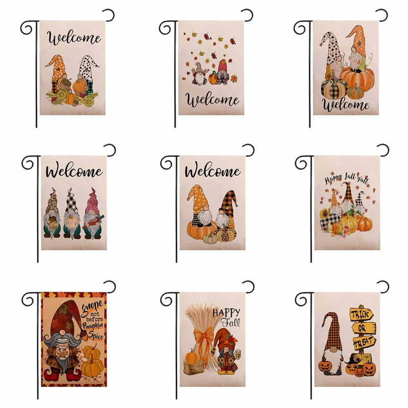 Gnome Themed Fall Garden Flag For Outdoor Decoration