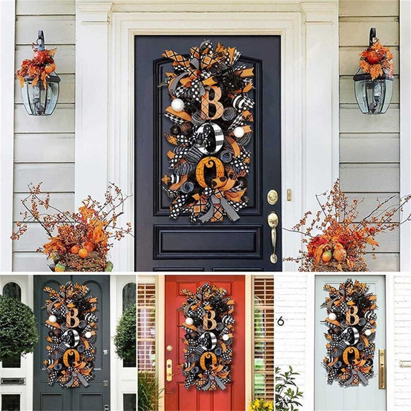 Halloween Wreath Rattan Door Hanging For Halloween Ghost Party